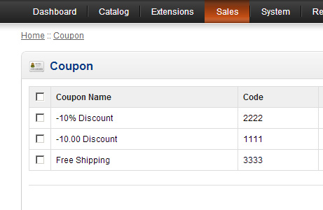 OpenCart Default Coupon Code