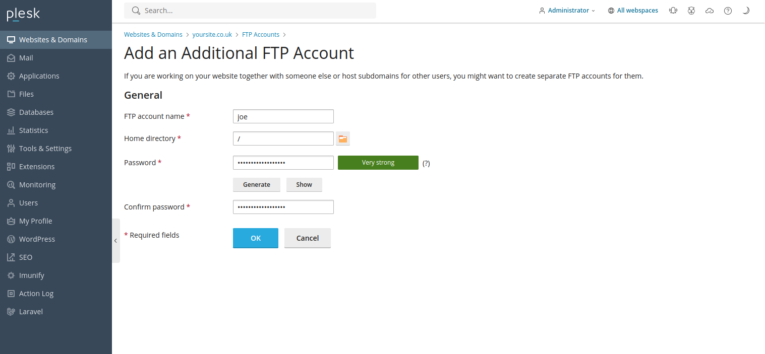 Add an FTP account