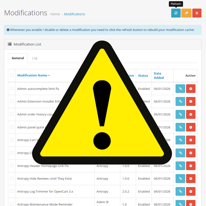 Image: Why you should never do work in the OpenCart Modifications Cache