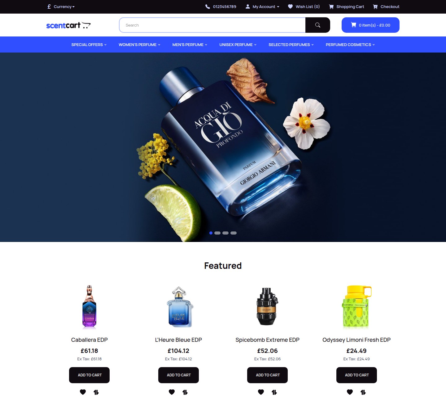 ScentCart OpenCart theme homepage