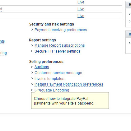 PayPal IPN Settings