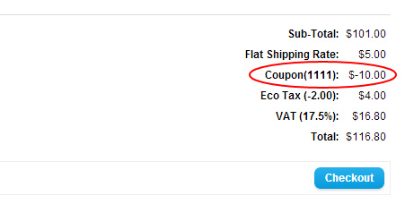 OpenCart Coupon Code Checkout
