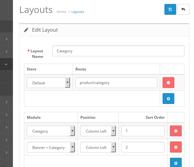 OpenCart Module Layout