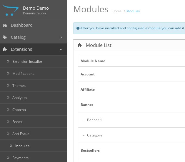 OpenCart Modules