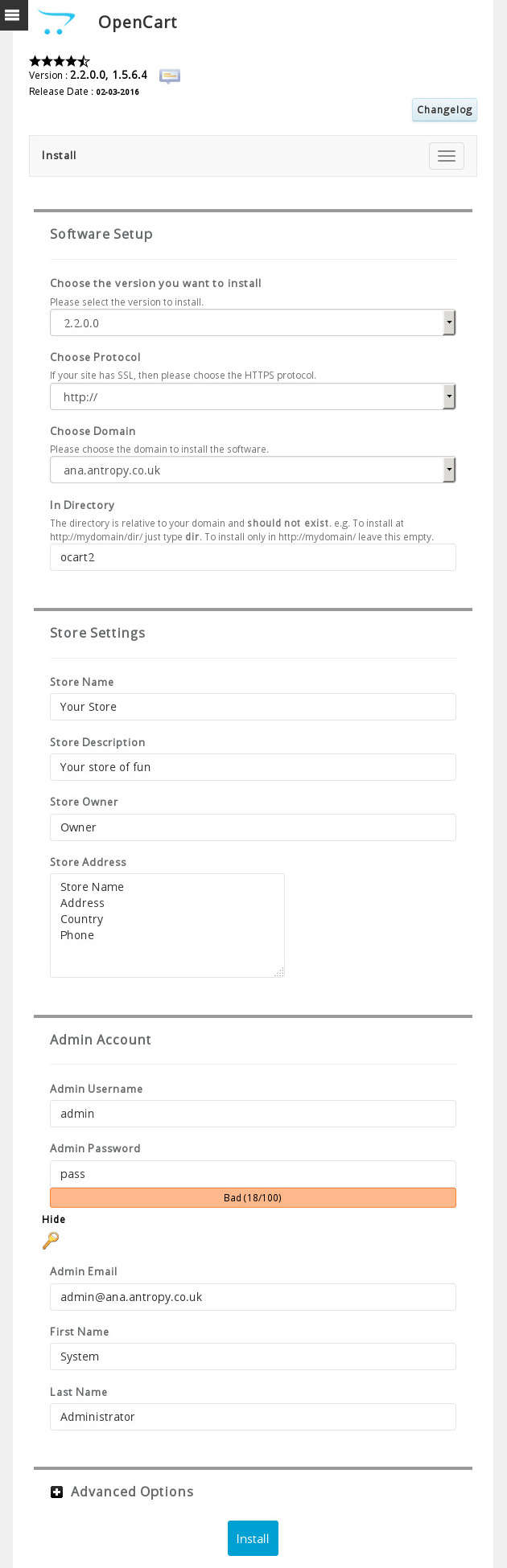 Softaculous Settings